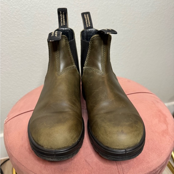 Blundstone 585 Chelsea Boots Women Size 7.5 US Olive Distressed Leather Utility - Picture 3 of 11